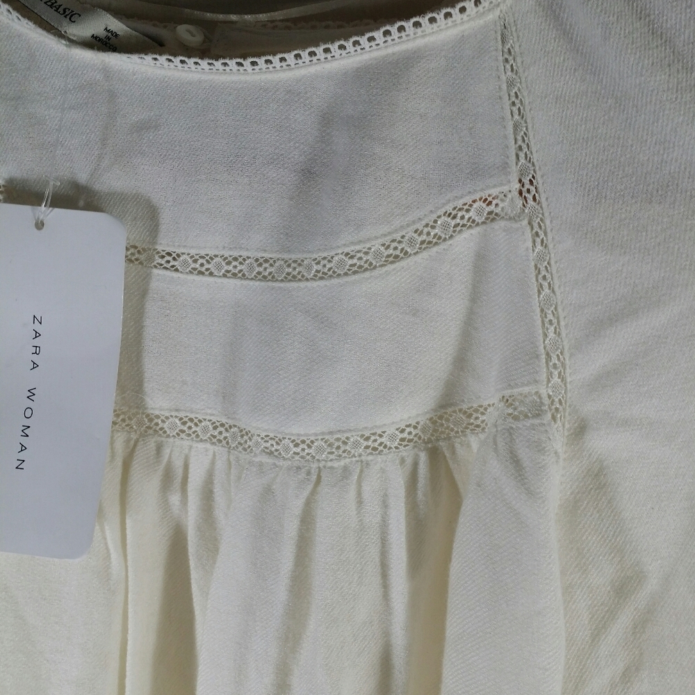 NWT Zara cream high neck balloon sleeve blouse - Picture 3 of 7
